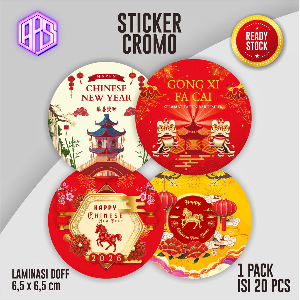 (20Pcs) Sticker Imlek Chinese New Year 2026 Stiker Cookies Kue Imlek CNY Shio Kuda