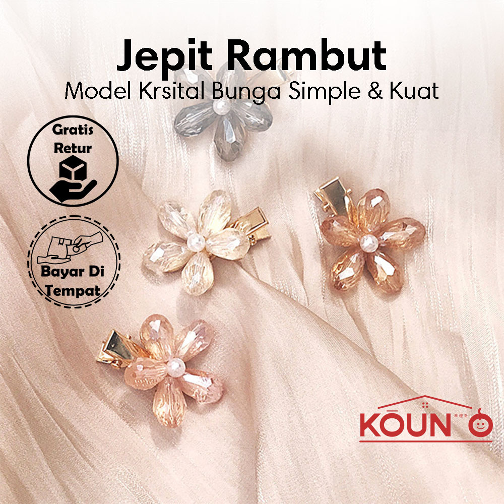 Kristal Premium Hair Clip Elegan Motif Bunga Kristal Coklat Jepit Rambut Fashion Bunga Kristal Jepit