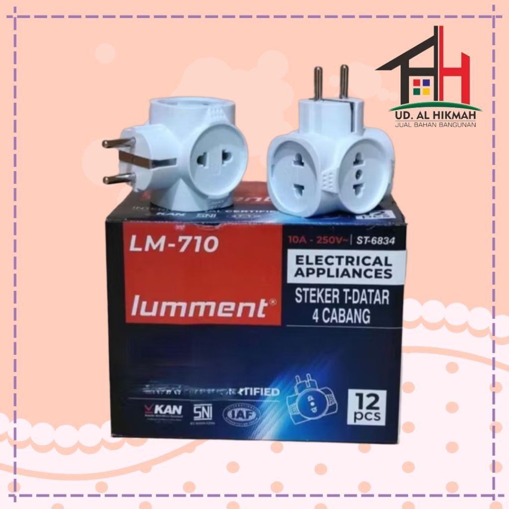 Lumment Steker T Multi Datar 4 Cabang | Steker 4 Sisi | Colokan T Multi