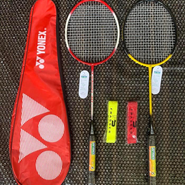 (Bagus Sport) PROMO Raket badminton bulutangkis terusan lengkap tas grip shuttlecock - 2Raket+Tas