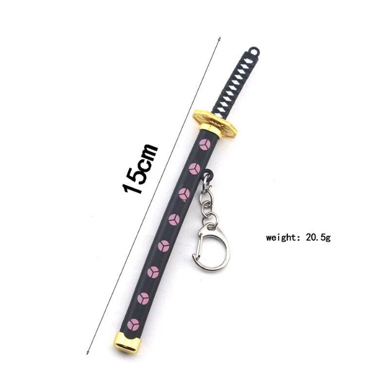 Mini Roronoa Zoro Samurai Sword Keychain Anime  Plastics Scabbard Key Chain Ring Katana Buckle for M