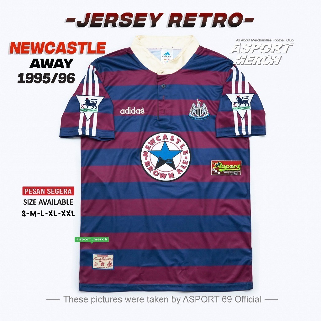 JERSEY BOLA NEWCASTLE RETRO AWAY 1995 1996 RETRO NEWCASTLE AWAY 95 96 FANTASY