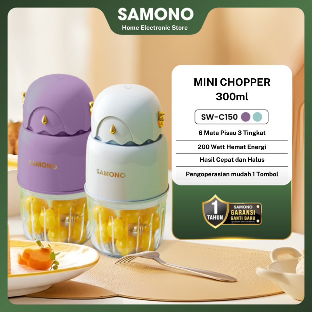 SAMONO Mini Chopper 300ml Daya 150W Hemat Listrik SW-C150 Chopper Electric Burung Hantu dengan 6 Mat