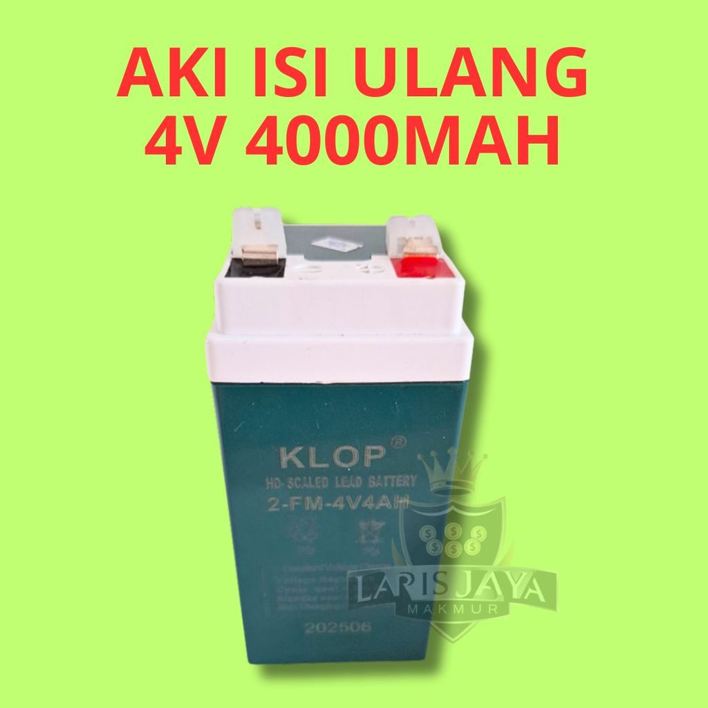 Aki Kering 4 Volt 4000mAh Baterai Rechargeable Kotak Dimensi Besar Terminal Solder