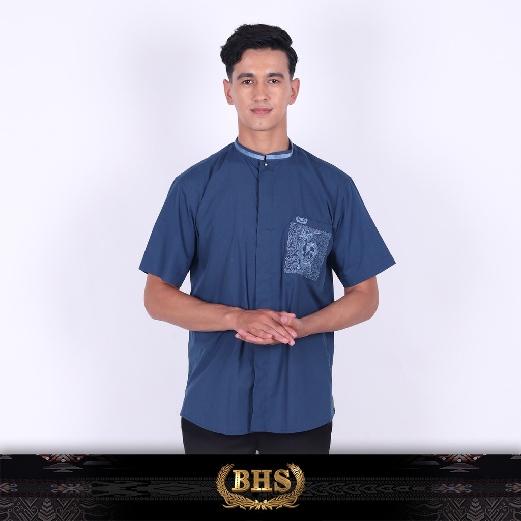 Baju Koko BHS Cosmo Hassan Navy BHS Original Baju Muslim BHS