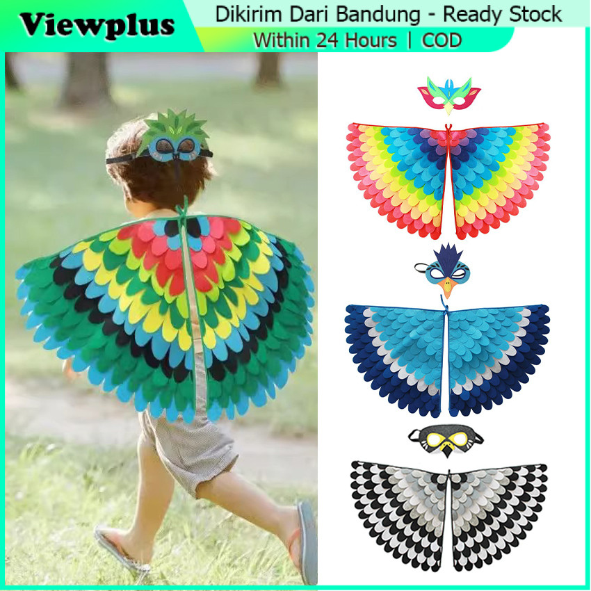 Kostum Burung Anak Dewasa | Costume Set Bird Wings Mask Sayap Flanel Cendrawasih, Gagak, Nuri, Elang