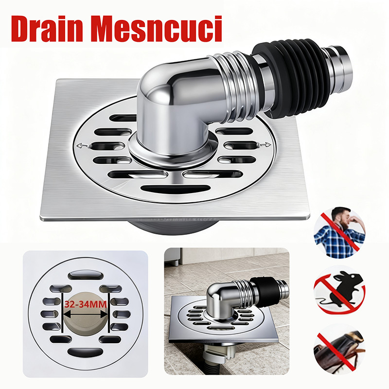 Floor Drain Mesin Cuci Full Set Saluran Pembuangan Saluran Pembuangan Yang Terhubung Ke Mesin Cuci