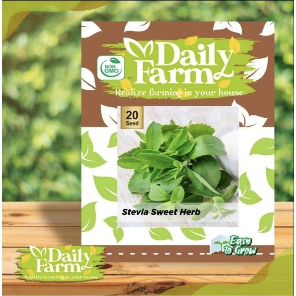 DF Benih STEVIA sweet herb 20 butir dari daily farm daun stevia benih daun manis benih tanaman herba