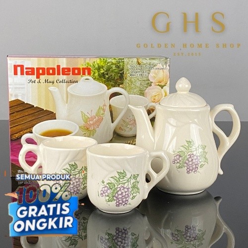 GHS - 3 Pcs Mini Tea Set Hampers Cangkir Mug Gelas Keramik Napoleon/ Ungu Violet Magenta Fuchsia
