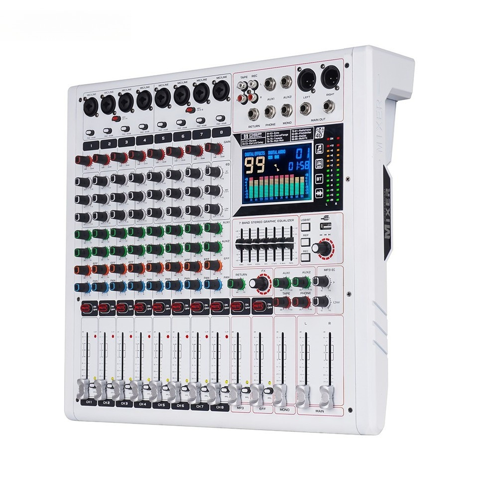 8 Channel 99 DSP Professional Audio Mixer Sound Mixing Console Soundcraft Sound Mixer with Bluetooth