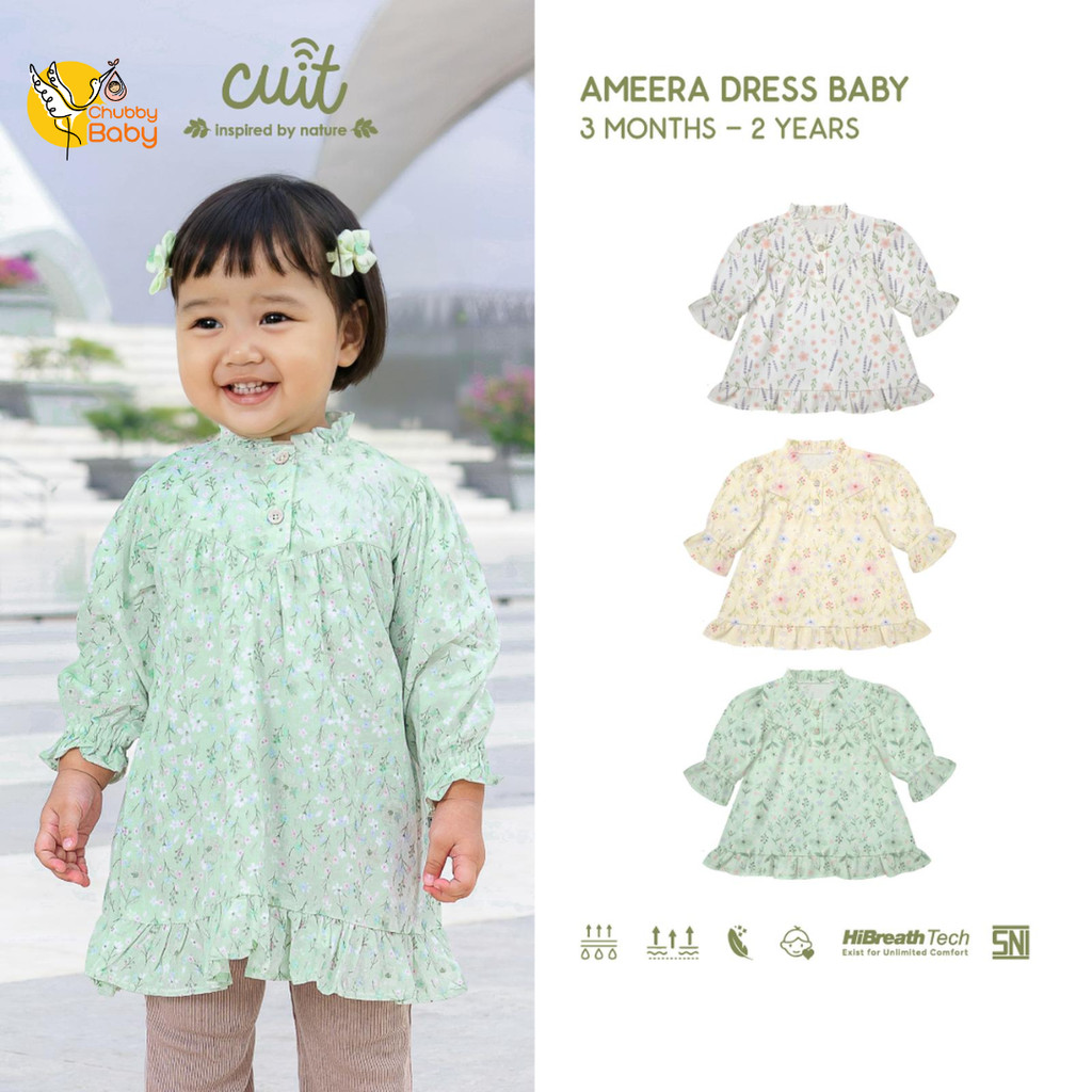 Cuit Ameera Dress Baby - Gaun Bayi Perempuan/Baju Muslim Bayi