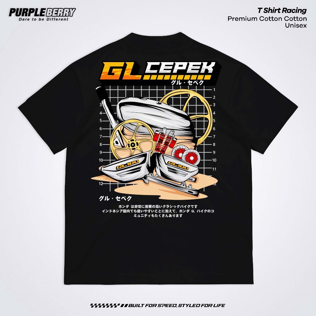 Kaos Racing Honda GL Cepek Shock Machine Velg - Baju Distro Motor Herex Honda Gank