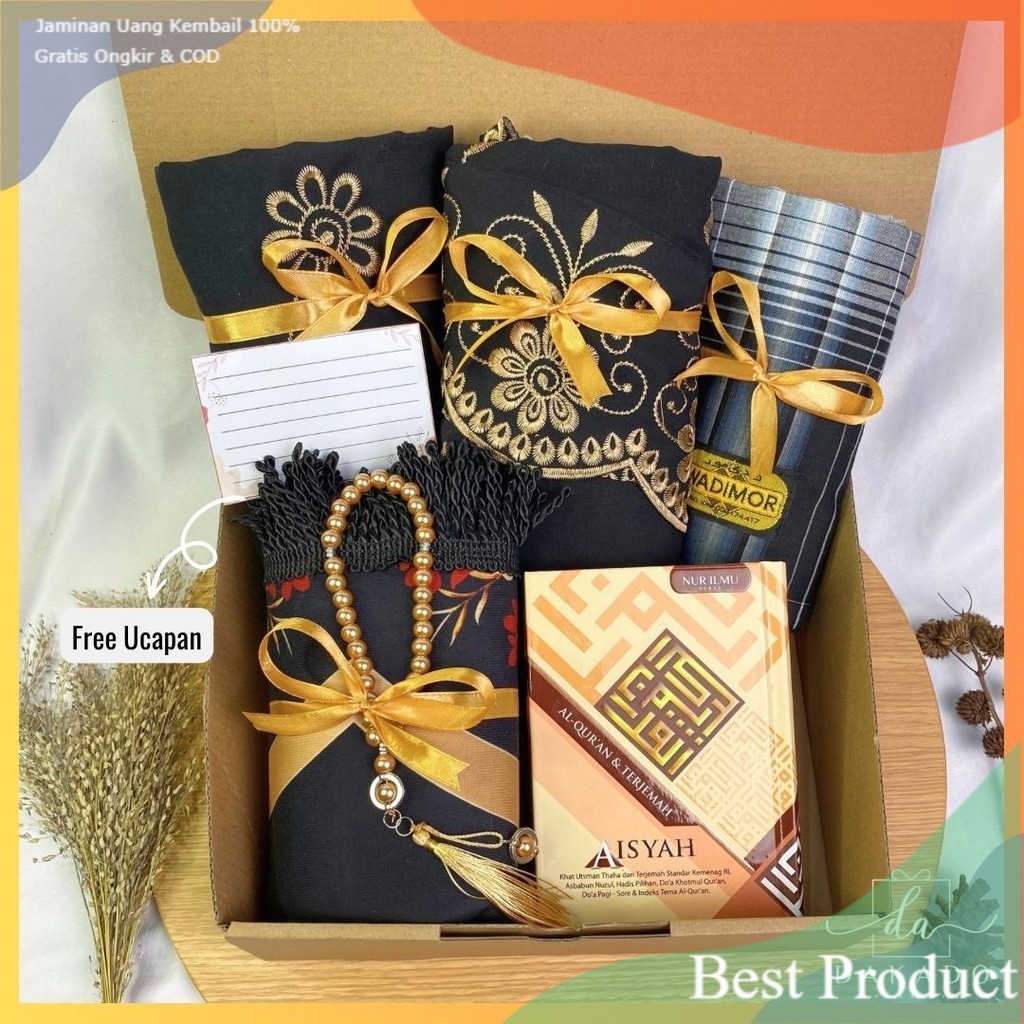 MUKENA SET SESERAHAN KATUN ALAT SHOLAT LENGKAP PREMIUM KADO WEDDING HAMPERS MUKENA KATUN BORDIR PREM