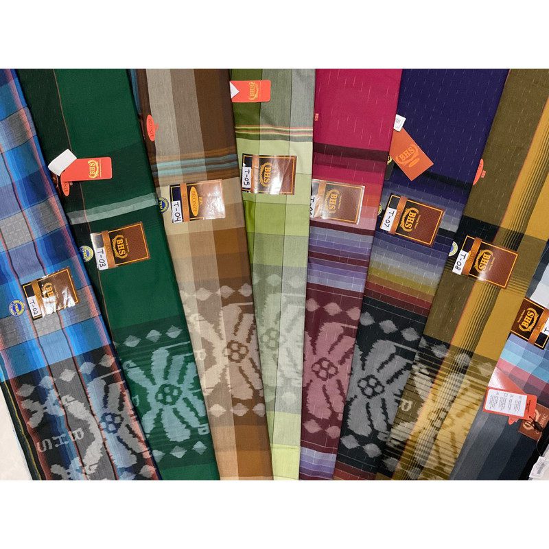 CUCI GUDANG Sarung Tenun BHS Clasic Bronze Kotak Tumpal Kembang