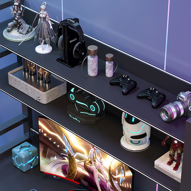 Office desk and chair set esports desk home bookshelf twoperson gaming and competitive techsavvy tab