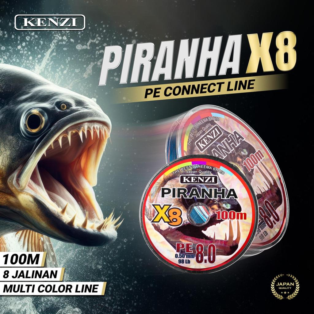Promo Senar Pancing PE Kenzi Piranha X8 100m Connecting Line - PE 0.8 Terlaris