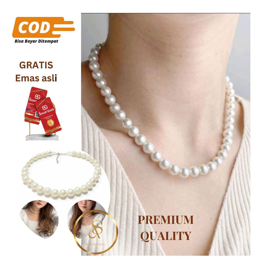 PROMO GRATIS EMAS ASLI Kalung Mutiara cowok cewek viral tiktok Premium Korea style jefry nichole, Ka