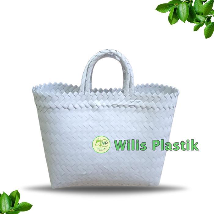 Wilis Plastik Tas Anyaman Plastik POLOS Real Stock 5 Varian Ukuran Mini S M L XL untuk Souvenir Pern