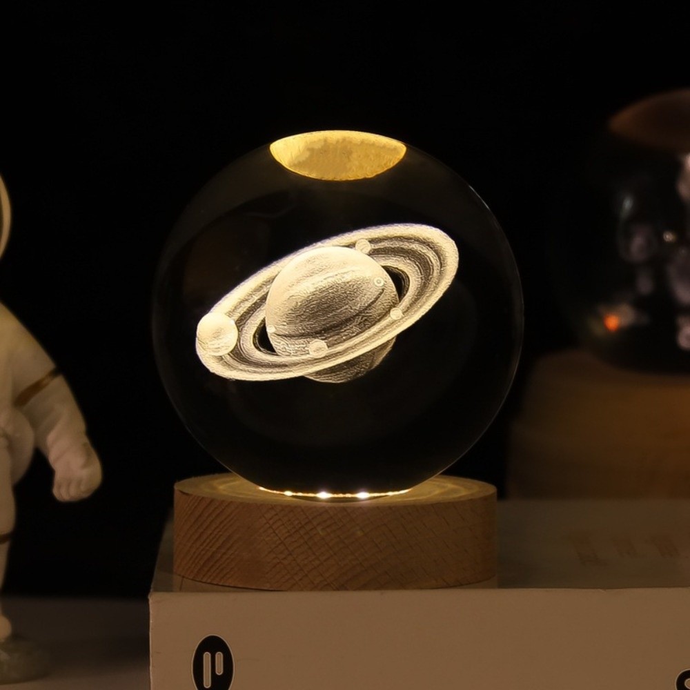 Crafts With LED Stand 3D Crystal Ball Laser Engraved 6cm Universe Gifts Unique 3D Solar System Cryst