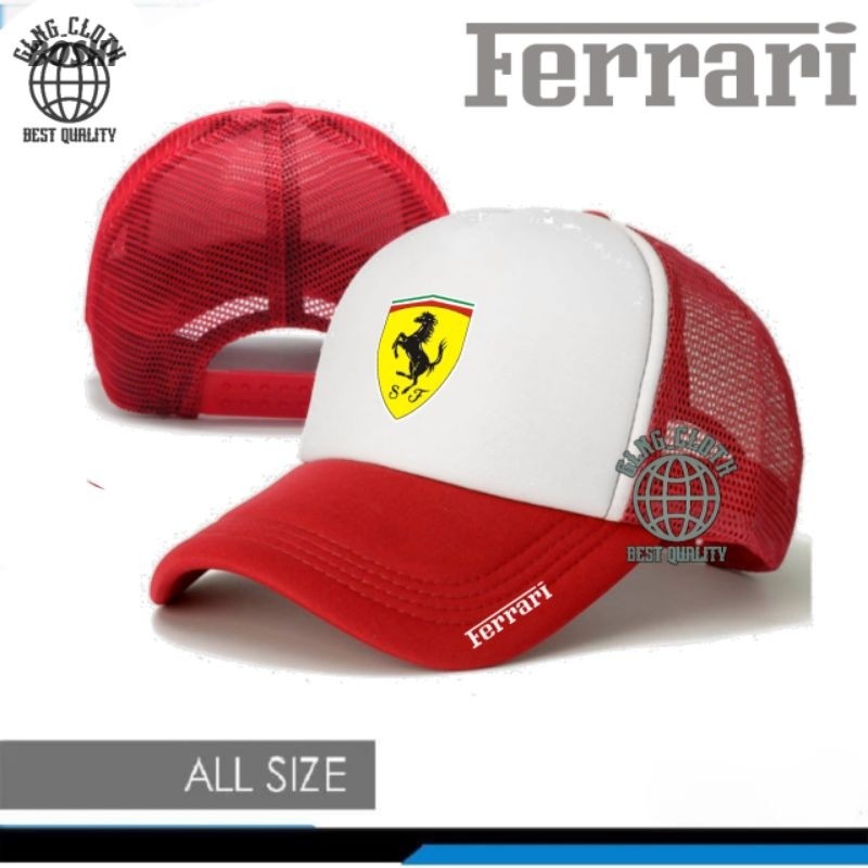 TOPI JARING TRUCKER RACING F1 FORMULA ONE LOGO FERARRI PRIA WANITA PREMIUM QUALITY