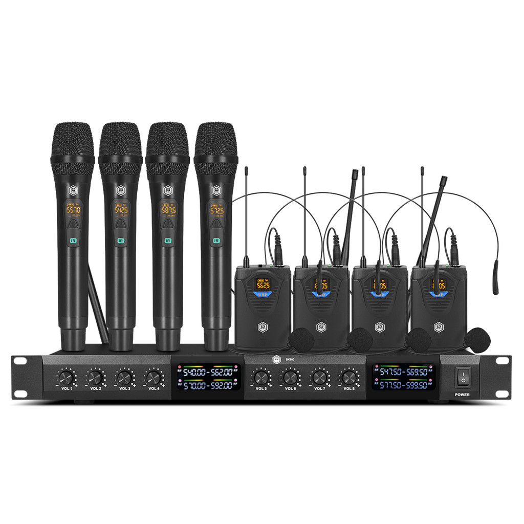 Winmix SK800 UHF Professional UHF Wireless Mic System with HandheldLavalierHeadset Mic for Stage, Ka