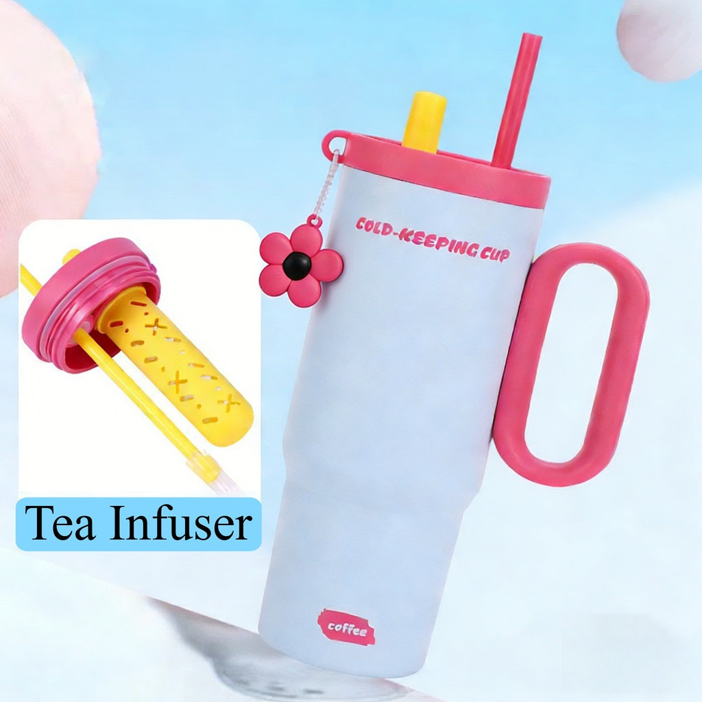 Dopamin Tumbler Stainless Degan Wadah Teh & Sedotan Besar Botol Minum Tumbler Aesthetic 750ml