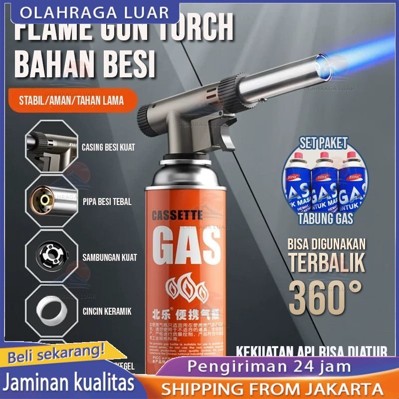 FLAME GUN TORCH PAKET TABUNG GAS Kepala Gas Bahan Besi Las Portable ANTI BOCOR