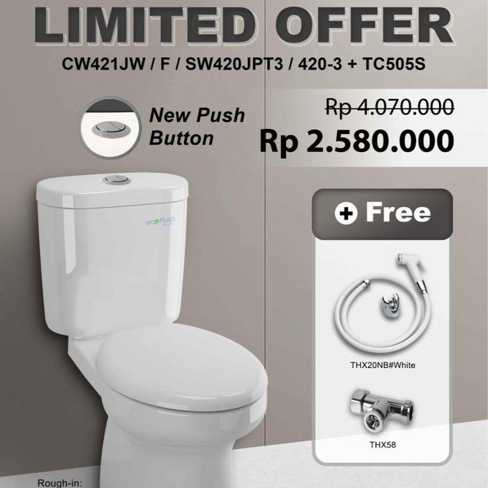 PROMO RAMADHAN CLOSET / KLOSET TOILET DUDUK TOTO CW 421JW/F / SW420JPT3 /420-3 - packing kayu
