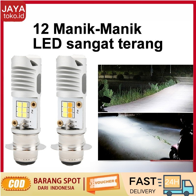 COD Lampu Led Motor Super Terang H6 M5 P15D Bohlam Lampu Depan Sepeda Motor LED Canbus 12V Bohlam La