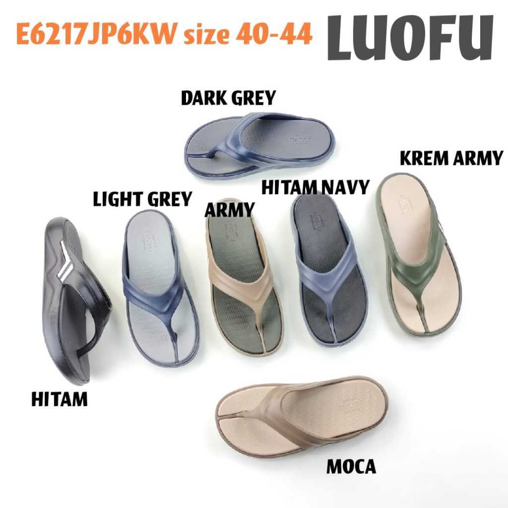 E6217JP6KW LUOFU ORIGINAL jelly sandal jepit karet empuk murah pria sepatu sendal cowok Luofu Import