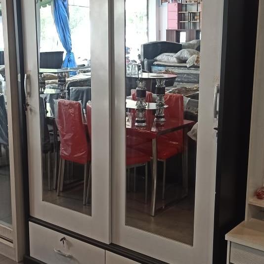 Lemari Sliding 2 pintu Kayu - Lemari Pakaian kaca sorong Kayu - Medan
