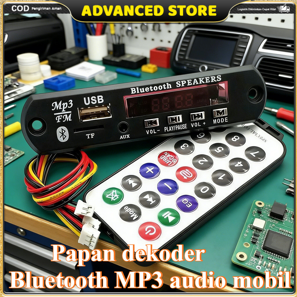 Modul Audio Mobil MP3 Bluetooth 5.0 Dekoder DC 12V USB TF Radio - Penguat & Speaker