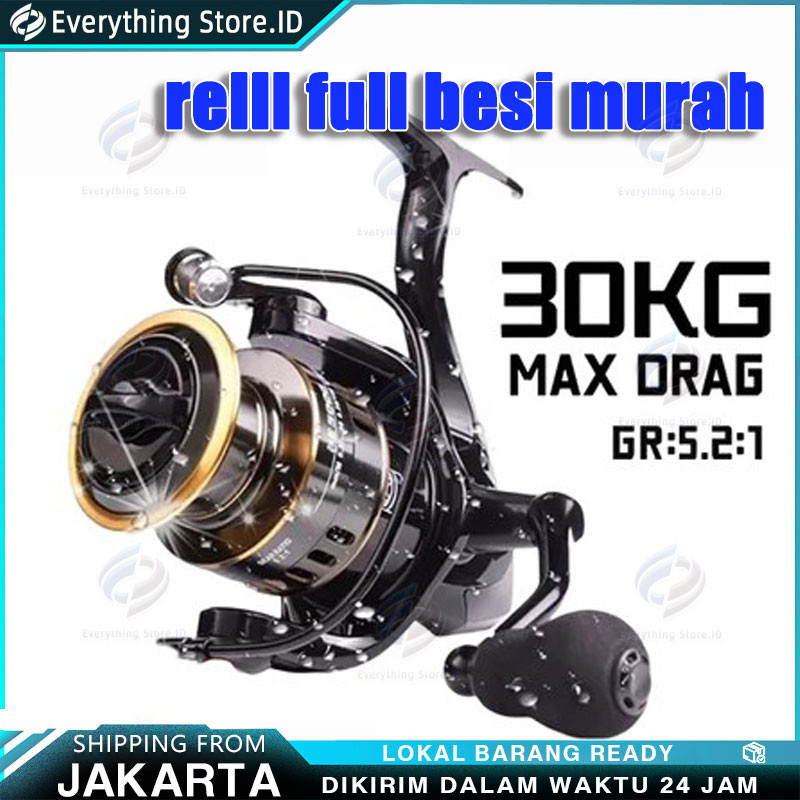 TERLARIS reel pancing alat pancing asli besi fishing reel 10kg drag 5.2:1 Kincir Logam Berkekuatan T