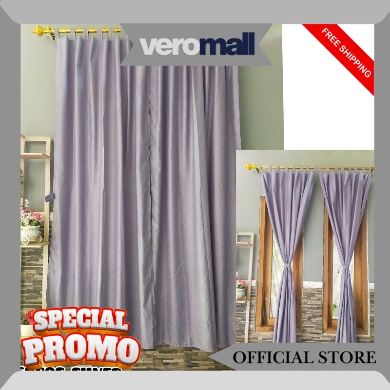 Gorden Jendela Gorden Pintu Polos Embos Abu Silver RV