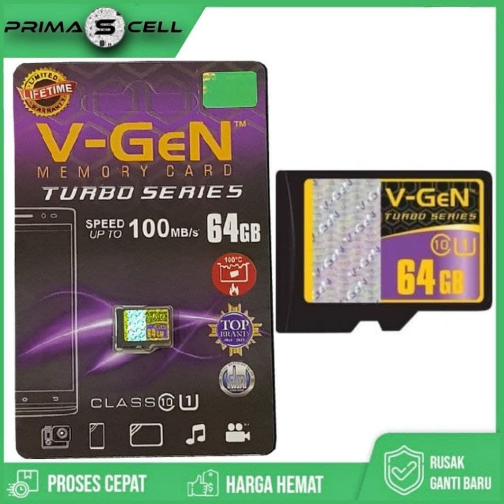 V-Gen Kartu Memory 64GB Class 10 Vgen Memory Card 64 GB Turbo Micro SD