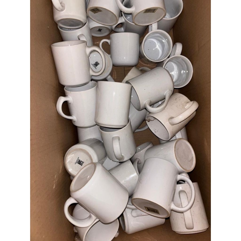 cuci gudang - gelas keramik polos warna putih / cangkir kopi / cangkir teh / termurah