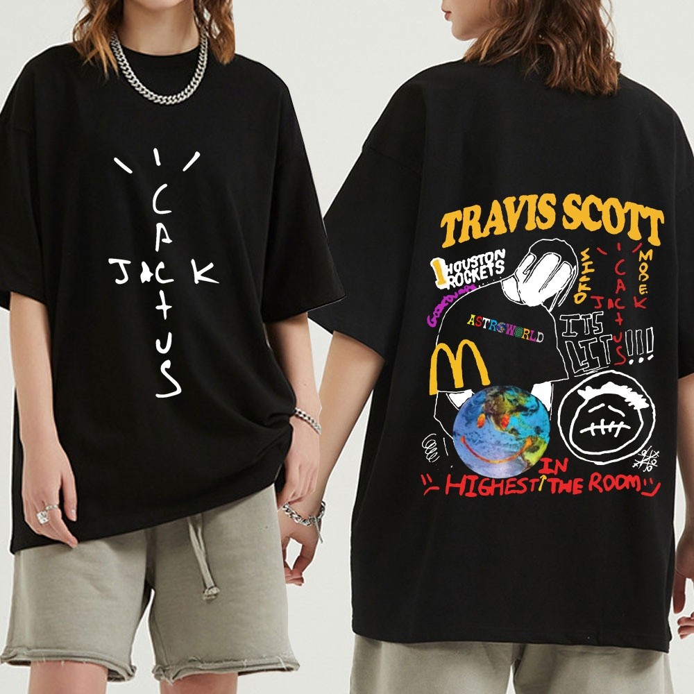 Travis Scott kaktus Jack Astroworld berharap Anda ada di sini Tour Hip Hop T shirt kualitas kaus len