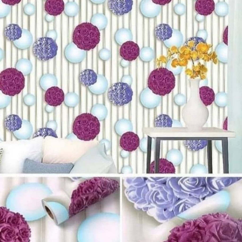 PROMO Wallpaper Dinding Sticker Wallpaper Motif Bunga 3D Mewah