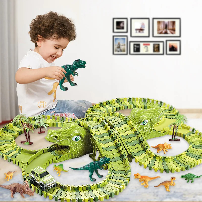 Dinosaorus Rell Mobil Mainan Diy / Mainan Dinosaurus Track Mobil Set