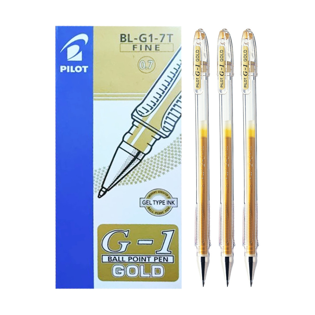 Gel Pena Ballpoint 0.7mm PILOT G1 Silver Gold Pena PILOT G-1