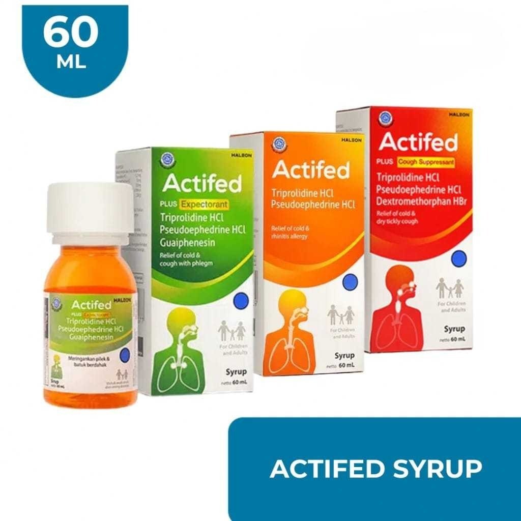 ACTIFED Sirup 60ml Meredakan Pilek Batuk Bahan Aktif Pseudophedrine Triprolidine