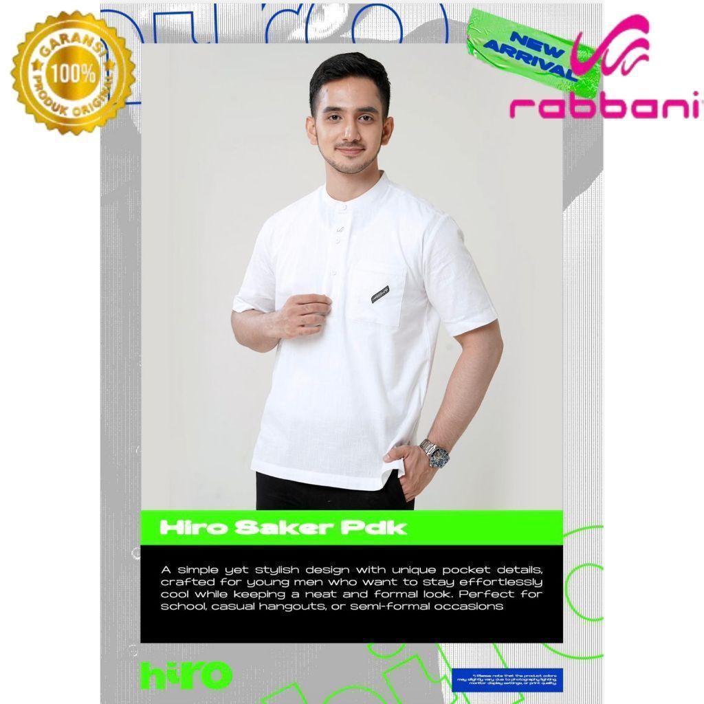 RABBANI ORI - KEMEJA KOKO HIRO SAKER PDK / KEMKO HIRO SAKER PDK RABBANI RABBANI ORI kemkonputih rabb