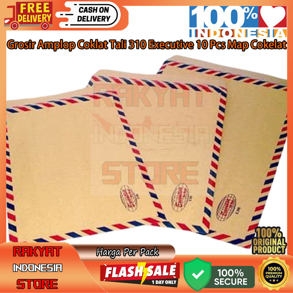 Amplop Tali 310 Executive Coklat Folio F4 Isi 10 Pcs Kertas Kraft Samson Tebal High Quality Durable 
