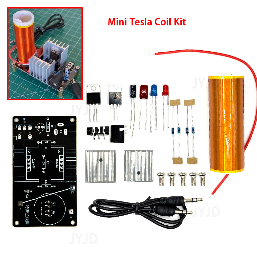 1 Set Mini Tesla Coil Kit 15W Mini Music Tesla Coil Plasma Speaker Tesla Wireless Transmission DC 15