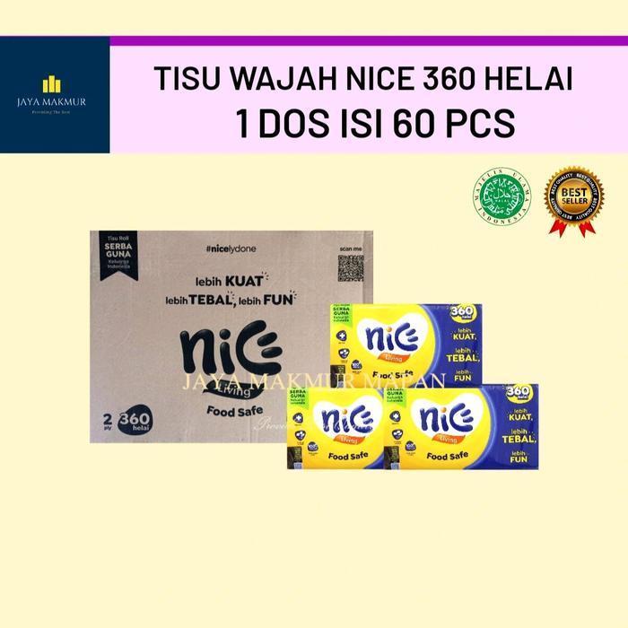 ( GROSIR 1 DUS ) Tisu Nice Facial 180 Sheets 2 Ply - Tisu nice 1 karton isi 60 Pack