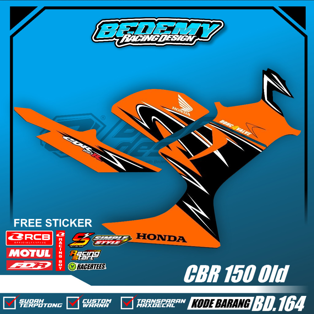 Striping Custom CBR 150 CBU Old Thailand Transparan Maxdecal - Striping Decal CBR 150r CBU