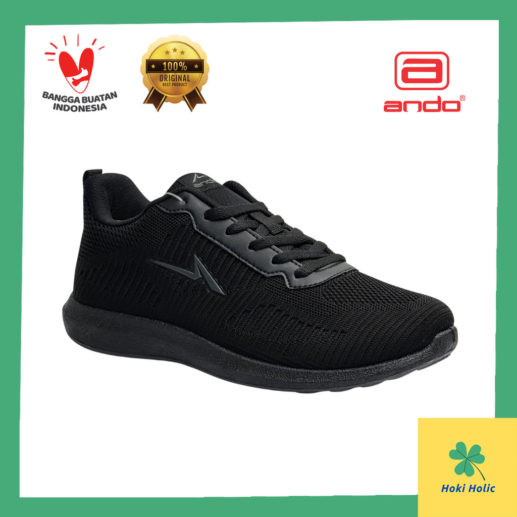 Sepatu Sekolah Ando Hitam Putih Hitam Hitam Original Ando - Ando Fradez 39-43