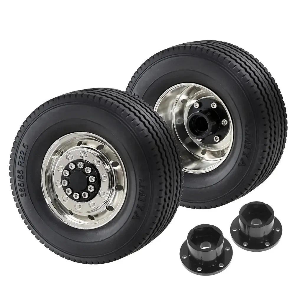 1/14 TAMIYA RC Truck Universal Metal Wheel Rim & Tire Set, Upgrade Parts for Model Cars