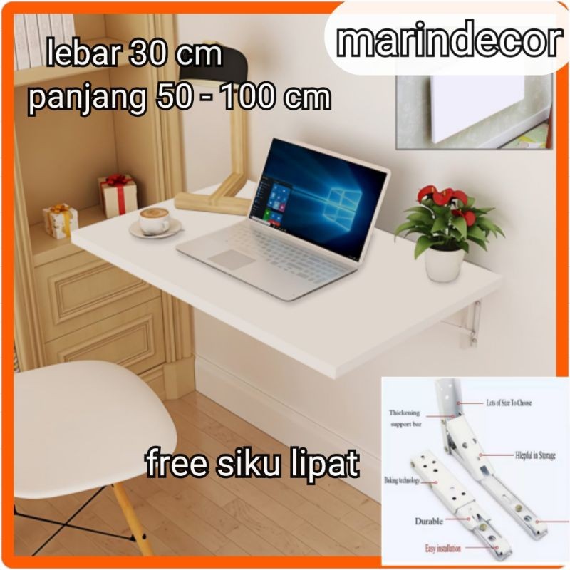 promo meja dinding lipat. lebar 30 cm/panjang 50 sampai 100 cm + besi siku lipat