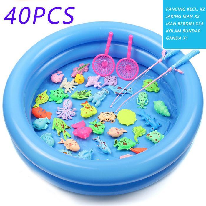 Mainan Pancing Ikan Anak-anak 50pcs MAINAN PANCING IKAN MAGNET DAN KOLAM PANCINGAN MAGNET ANAK MAINA